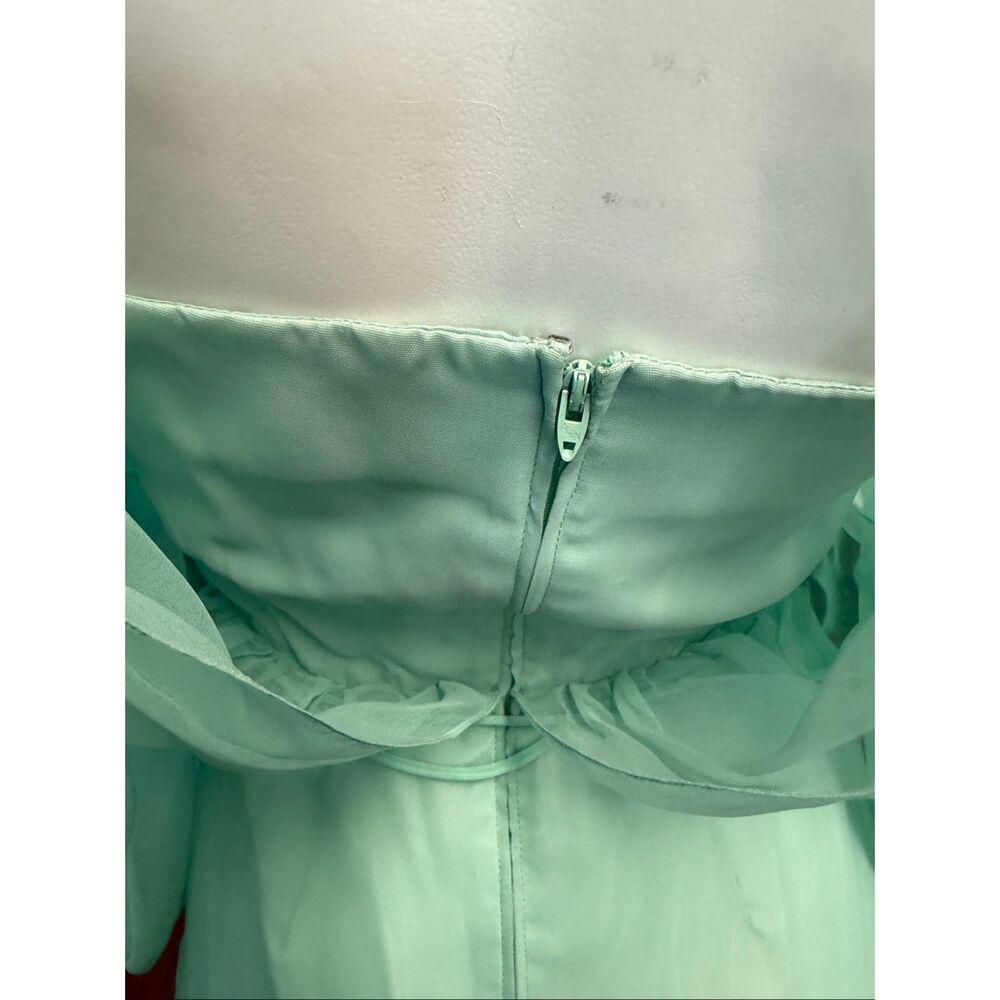 Vintage 70’s Sea Foam Green Blue Overlay Chiffon Goddess Gown Women’s Size XS Ma - Picture 8 of 14